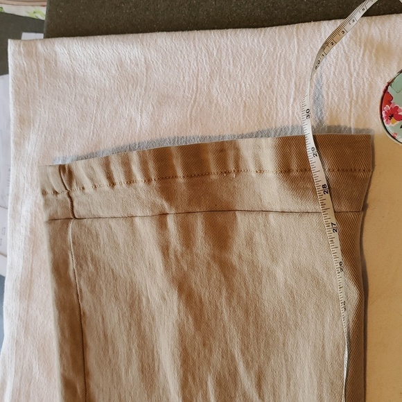 Risen Jeans Cargo Tan High Rise Wide Leg Sz 15 W32 Pants w Trendy Hem Hack - Picture 9 of 14